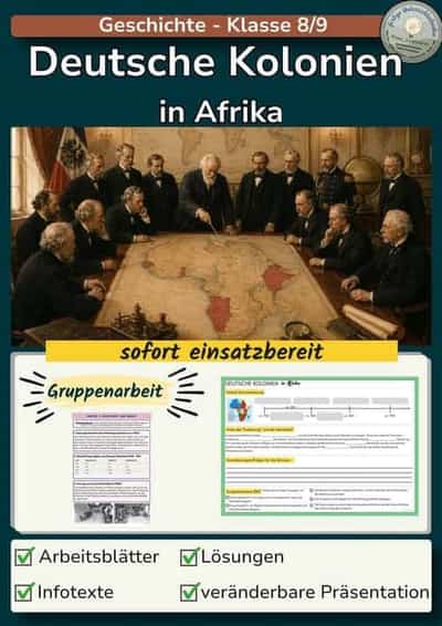Vorschau - Stundenentwürfe - Deutsche Kolonien in Afrika (mit Kongokonferenz) - Deckblatt