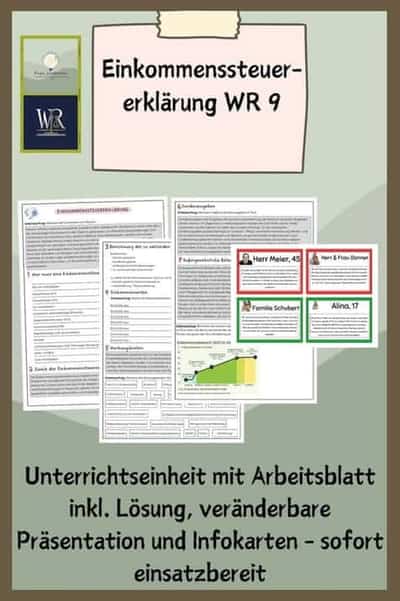 Vorschau - Stundenentwürfe - Einkommensteuererklärung WR 9 - Deckblatt