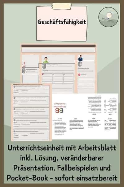 Vorschau - Stundenentwürfe - Geschäftsfähigkeit WR 8/9 (+ Übung Geschäfts- und Rechtsfähigkeit) - Deckblatt
