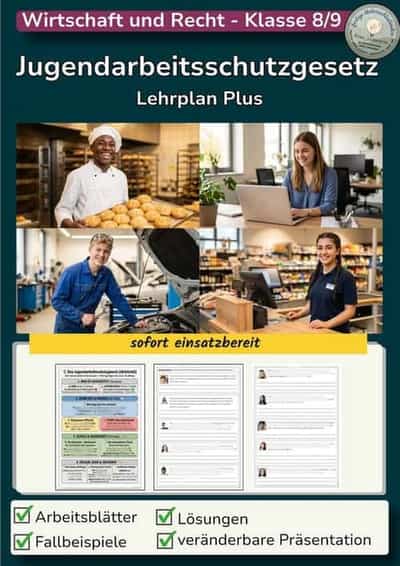 Vorschau - Stundenentwürfe - Jugendarbeitsschutzgesetz WR 9 II Lehrplan Plus - Deckblatt