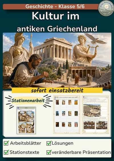 Vorschau - Arbeitsblätter - Kultur antikes Griechenland - Deckblatt