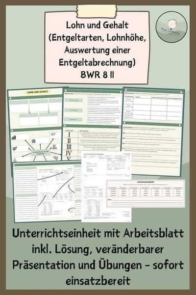 Vorschau - Stundenentwürfe - Lohn und Gehalt (Entgeltarten, Lohnhöhe und Auswertung Entgeltabrechnung) BWR 8II - Deckblatt