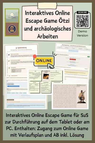 Vorschau - Arbeitsblätter - Ötzi Escape Room - Online Game - Deckblatt