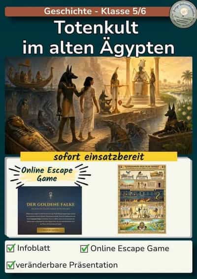 Vorschau - Stundenentwürfe - Totenkult & Jenseitsglaube altes Ägypten - online Escape Room - Deckblatt