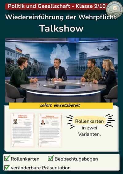 Vorschau - Stundenentwürfe - Wehrpflicht - Talkshow Wiedereinführung der Wehrpflicht - Deckblatt