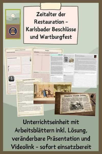 Vorschau - Stundenentwürfe - Zeitalter der Restauration - Karlsbader Beschlüsse und Wartburgfest - Deckblatt